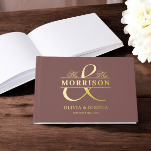 Livre D'or M. Mme Photo Terracotta Elegant Wedding Gold