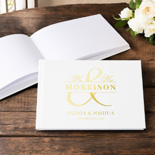 Livre D'or M. Mme Photo White Elegant Wedding Gold