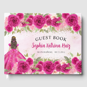 Livre D'or Magenta Hot rose or Floral Princesse Quinceañera