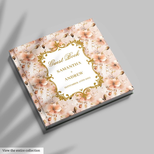 Livre D'or Magnifique Blush Gold Mariage Réservez pour les cl (Gorgeous Blush Gold Wedding Guest Book for Guests)