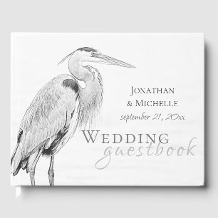 Livre D'or Magnifique Héron Bleu Esquisse De Mariage D'oiseau