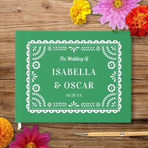 Livre D'or Magnifique Ornate Papel Picado Green Mariage