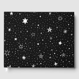 Livre D'or Main Blanche Tirée Étoiles Sur Noir