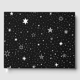 Livre D'or Main Blanche Tirée Étoiles Sur Noir