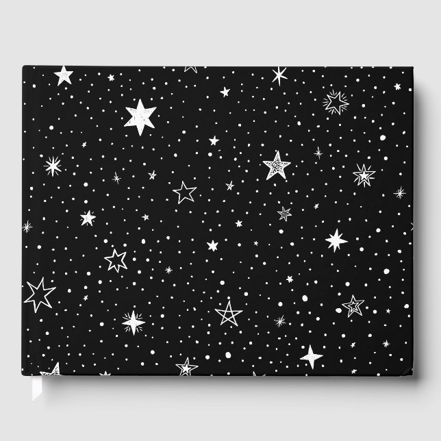 Livre D'or Main Blanche Tirée Étoiles Sur Noir (Recto)