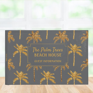 Livre D'or Maison de plage aux palmiers tropicaux gris or