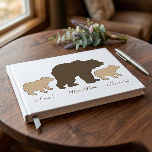 Livre D'or Maman Ours Personnalisée Avec 2 Noms d'Enfants Cad