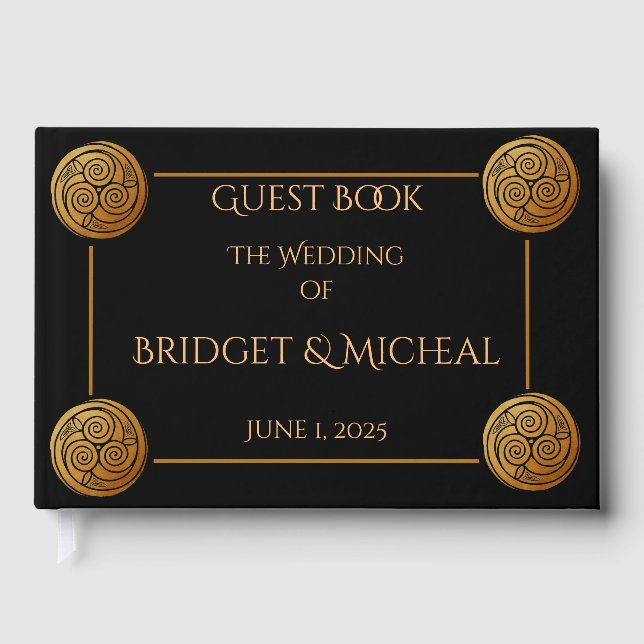Livre D'or Mariage à swirl à noeud triple celtique (Recto)