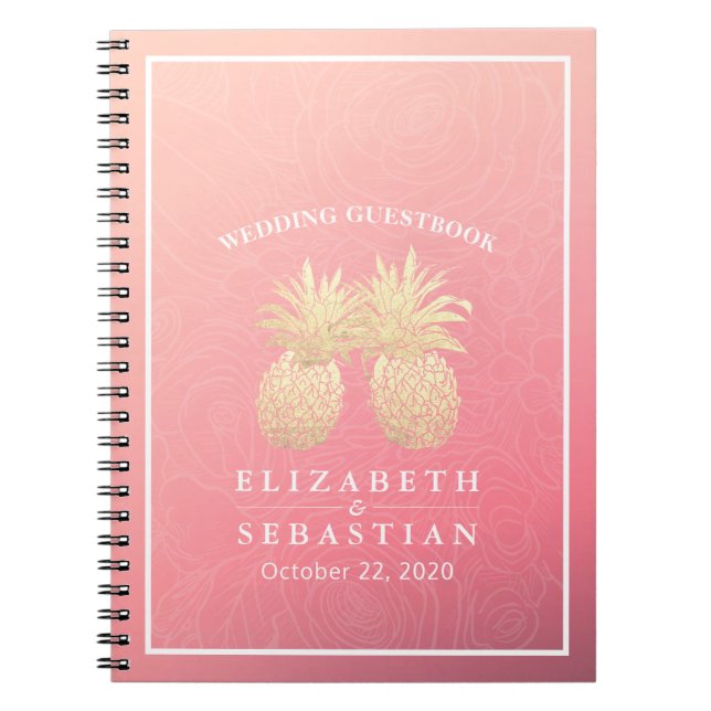 Livre d'or mariage Ananas Couple Rose rose (Devant)