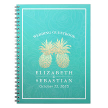 Livre d'or mariage Ananas Couple Turquoise Rose