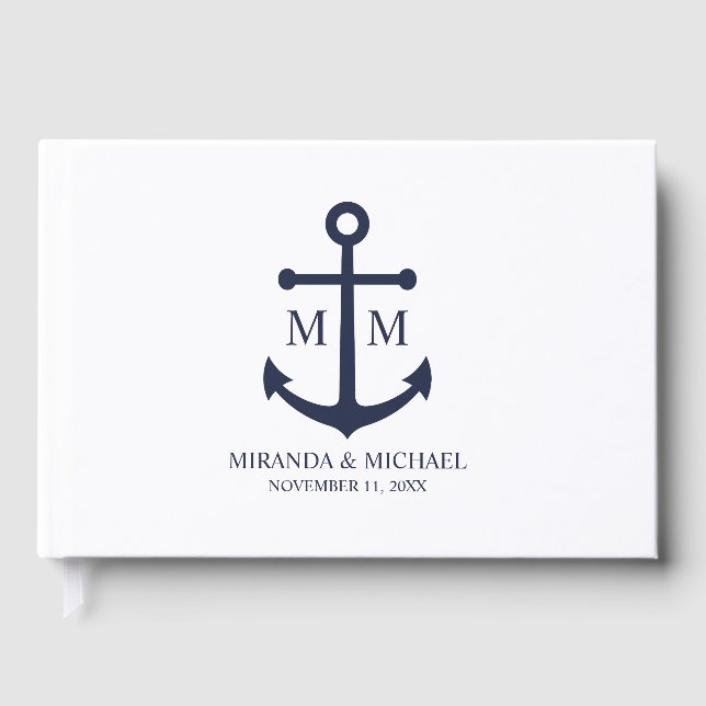 Livre D'or Mariage Ancre bleu marine (Recto)