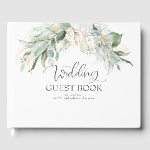Livre D'or Mariage aquarelle bohème verdure et or