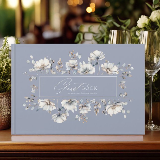 Livre D'or Mariage Aquarelle Fleur sauvage Delicate Blue ID11 (Créateur téléchargé)