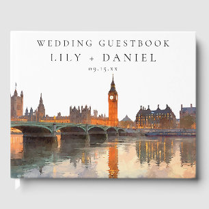Livre D'or Mariage aquarelle sur la skyline de Londres