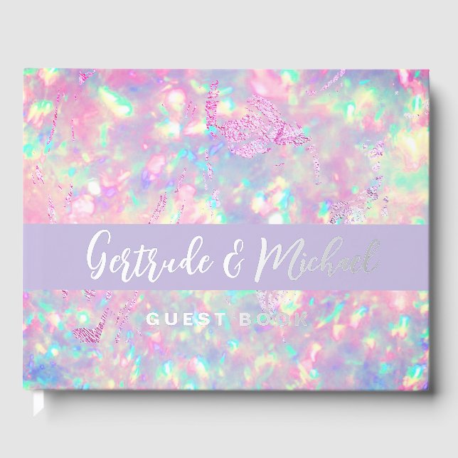 Livre D'or mariage arrière - plan opal violet (Recto)
