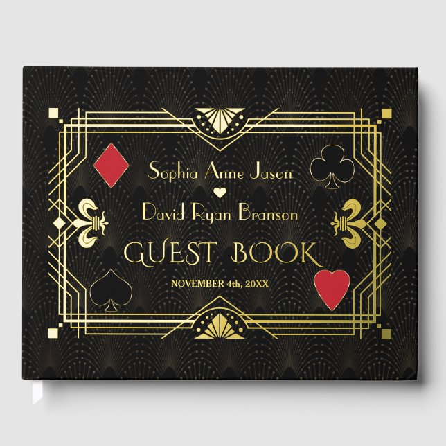 Livre D'or Mariage Art déco de luxe Gold Foil Roaring 20's (Recto)