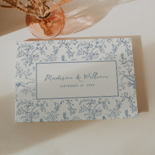 Livre D'or Mariage au motif chinoiserie bleu poussiéreux