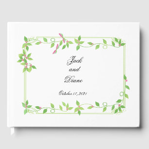 Livre D'or Mariage aux Bourgeons Roses sur Lierre Vert