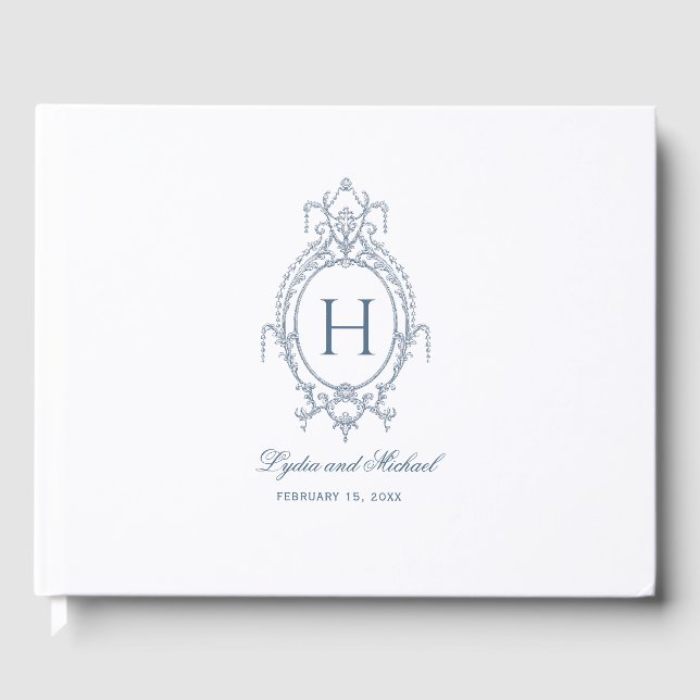 Livre D'or Mariage baroque Ornat Bleu Français (Recto)