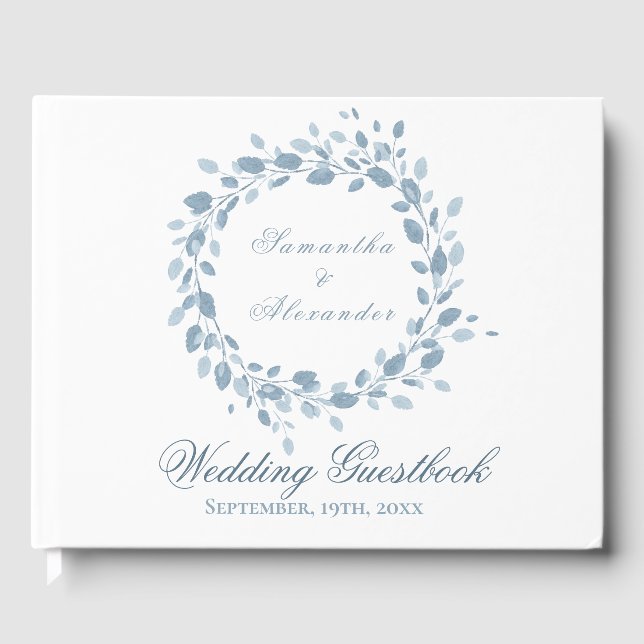 Livre D'or Mariage blanc de couronne bleu foncé (Recto)