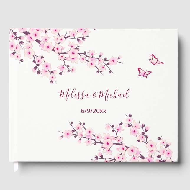 Livre D'or Mariage blanc rose cerisier (Recto)