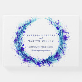Livre d'or mariage bleu aqua aquarelle
