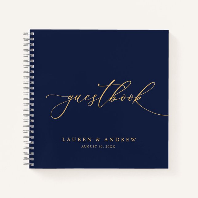 Livre d'or Mariage bleu marine et tournesol (Devant)