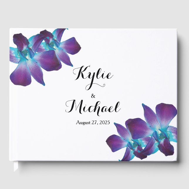 Livre d'or Mariage Blue Dendrobium Orchid (Recto)