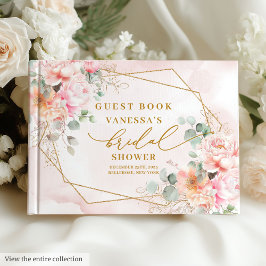 Livre D'or Mariage Bohème Élégant Rose Poudré Paillettes Doré