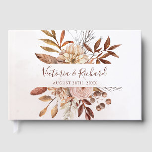 Livre D'or Mariage Bohème Fleurs Terracotta Rouille Feuillage