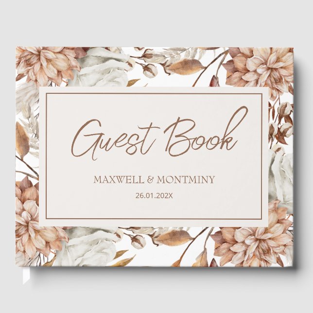 Livre D'or Mariage Bohème Neutre Aquarelle Pampas (Recto)