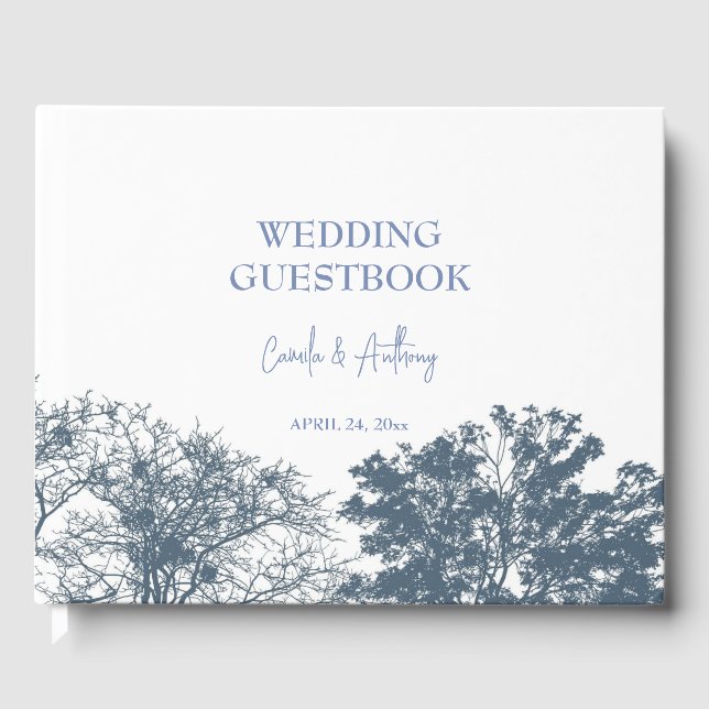 Livre D'or Mariage Boho Arbres Bleus Bas (Recto)