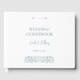 Livre D'or Mariage Boho Fleur sauvage bleu
