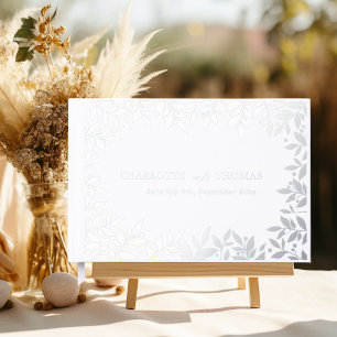 Livre D'or Mariage botanique argent blanc