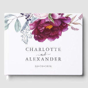 Livre D'or Mariage botanique de violet rouge