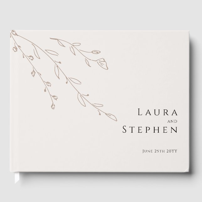 Livre D'or Mariage botanique neutre simple (Recto)