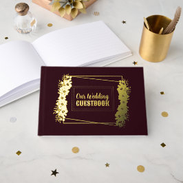 Livre D'or Mariage Bourgogne et Gold Foil