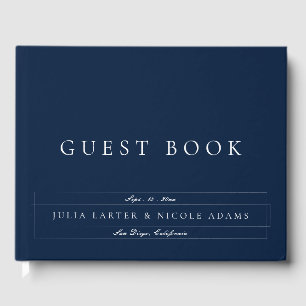 Livre D'or Mariage Calligraphie Ivoire Bleu Marine Classique