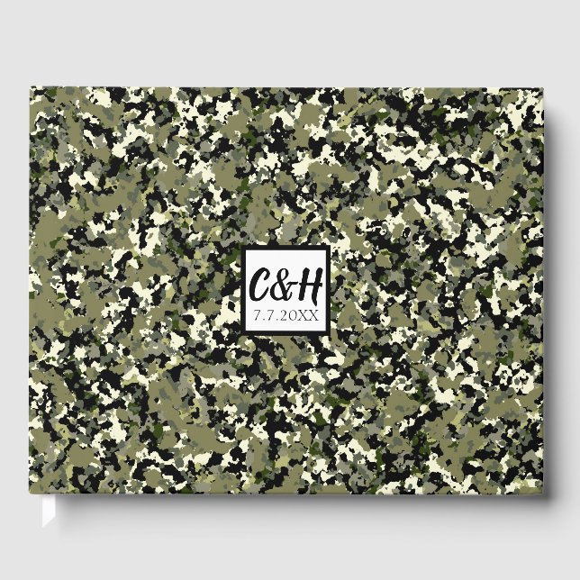 Livre D'or Mariage Camouflage à crème noire verte (Recto)
