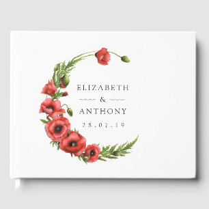 Livre D'or Mariage campagnard rustique de coquelicot aquarell