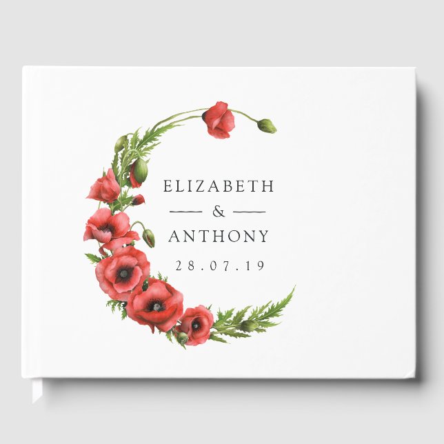 Livre D'or Mariage campagnard rustique de coquelicot aquarell (Recto)