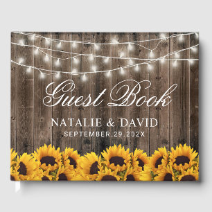 Livre D'or Mariage campagnard rustique Sunflower & String Lig