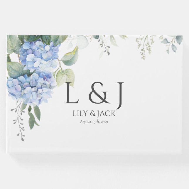 Livre d'or Mariage Chic Blanc Floral Hydrangea (Devant)