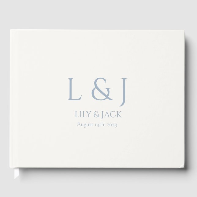 Livre D'or Mariage chic Dusty Blue et ivoire Script (Recto)
