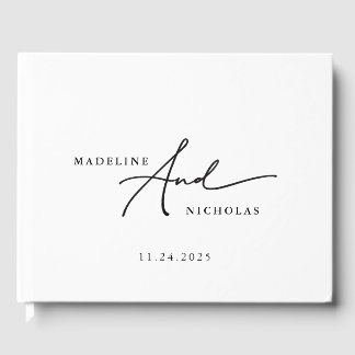 Livre D'or Mariage chic moderne calligraphié noir et blanc