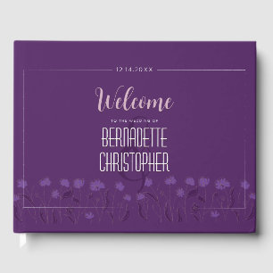 Livre D'or Mariage Chic Moderne Élégant Simple Lavande Purple