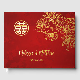 Livre D'or Mariage chinois rouge or floral