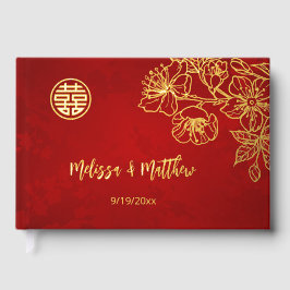Livre D'or Mariage chinois rouge or floral