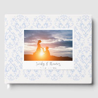 Mariage Classique Élégant Motif Damassé Bleu Clair
