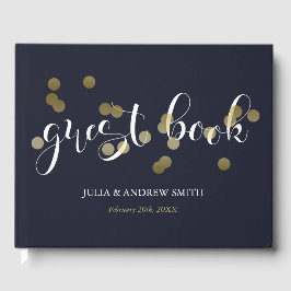 Livre D'or Mariage Confetti bleu foncé et or